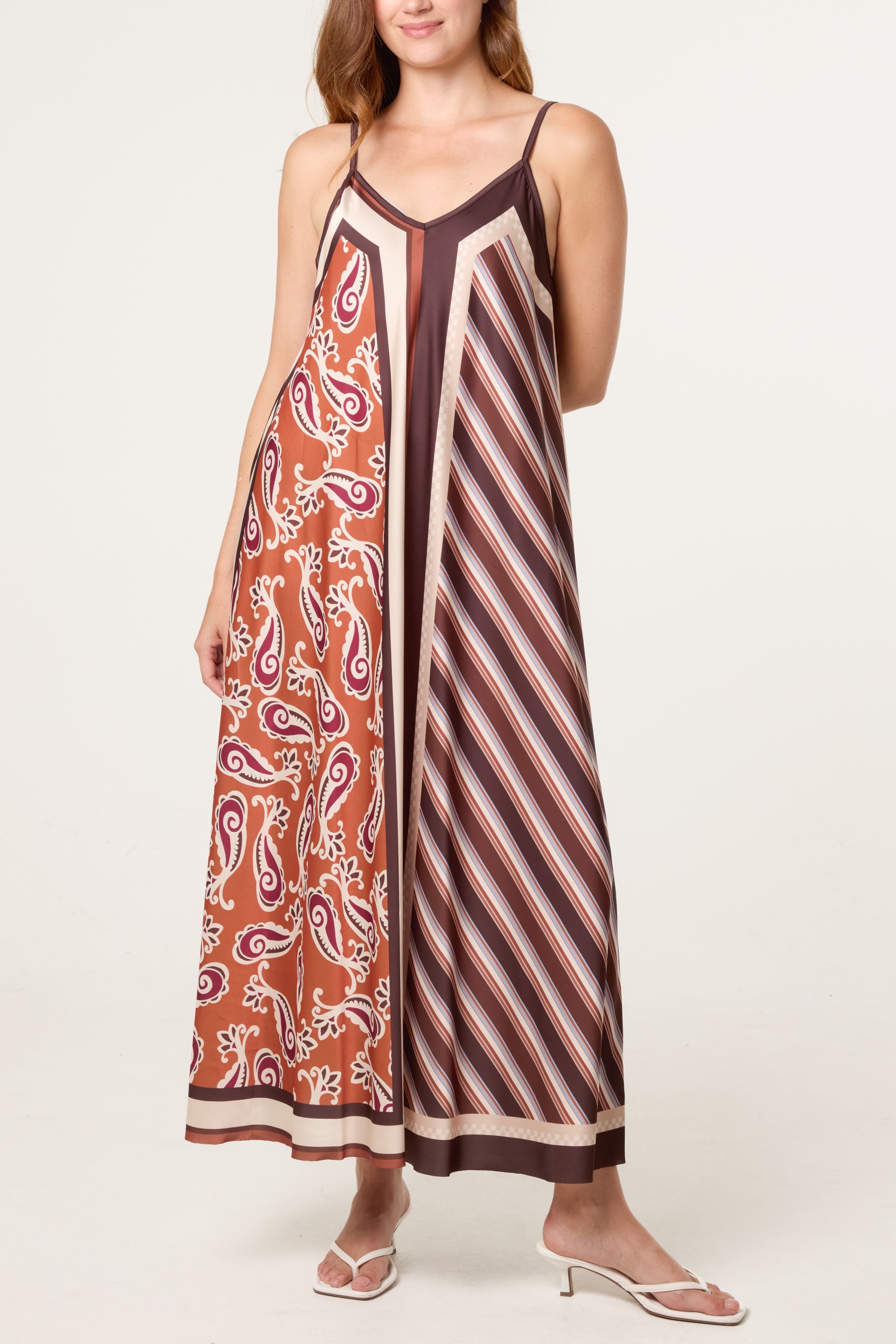 Reversible Satin Feel Sleeveless Paisley Dress