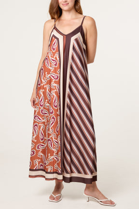 Reversible Satin Feel Sleeveless Paisley Dress