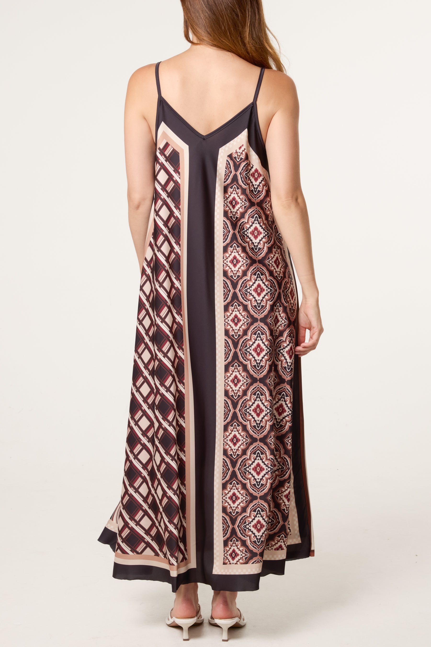 Reversible Satin Feel Sleeveless Paisley Dress