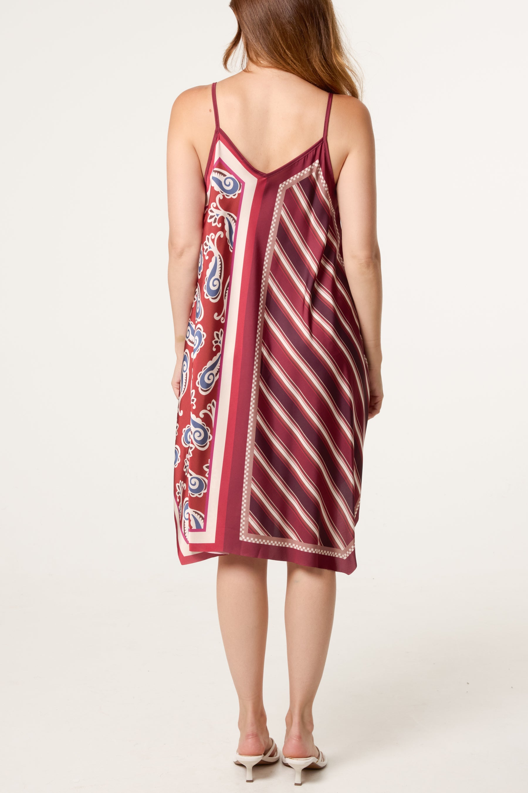 Reversible Satin Feel Sleeveless Paisley Mini Dress
