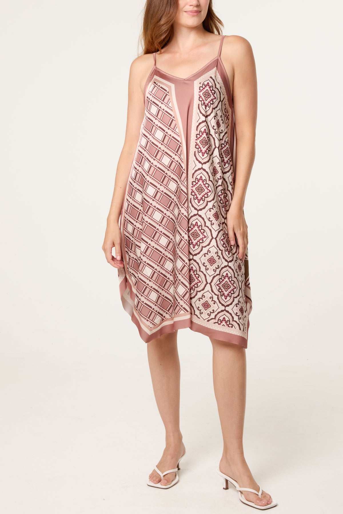 Reversible Satin Feel Sleeveless Paisley Mini Dress