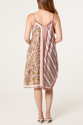 Reversible Satin Feel Sleeveless Paisley Mini Dress