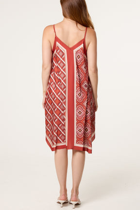 Reversible Satin Feel Sleeveless Paisley Mini Dress