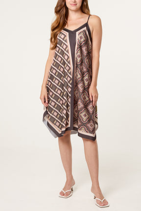 Reversible Satin Feel Sleeveless Paisley Mini Dress