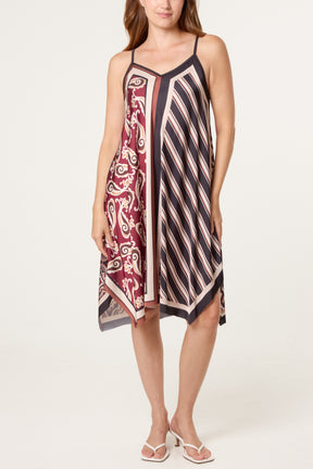 Reversible Satin Feel Sleeveless Paisley Mini Dress
