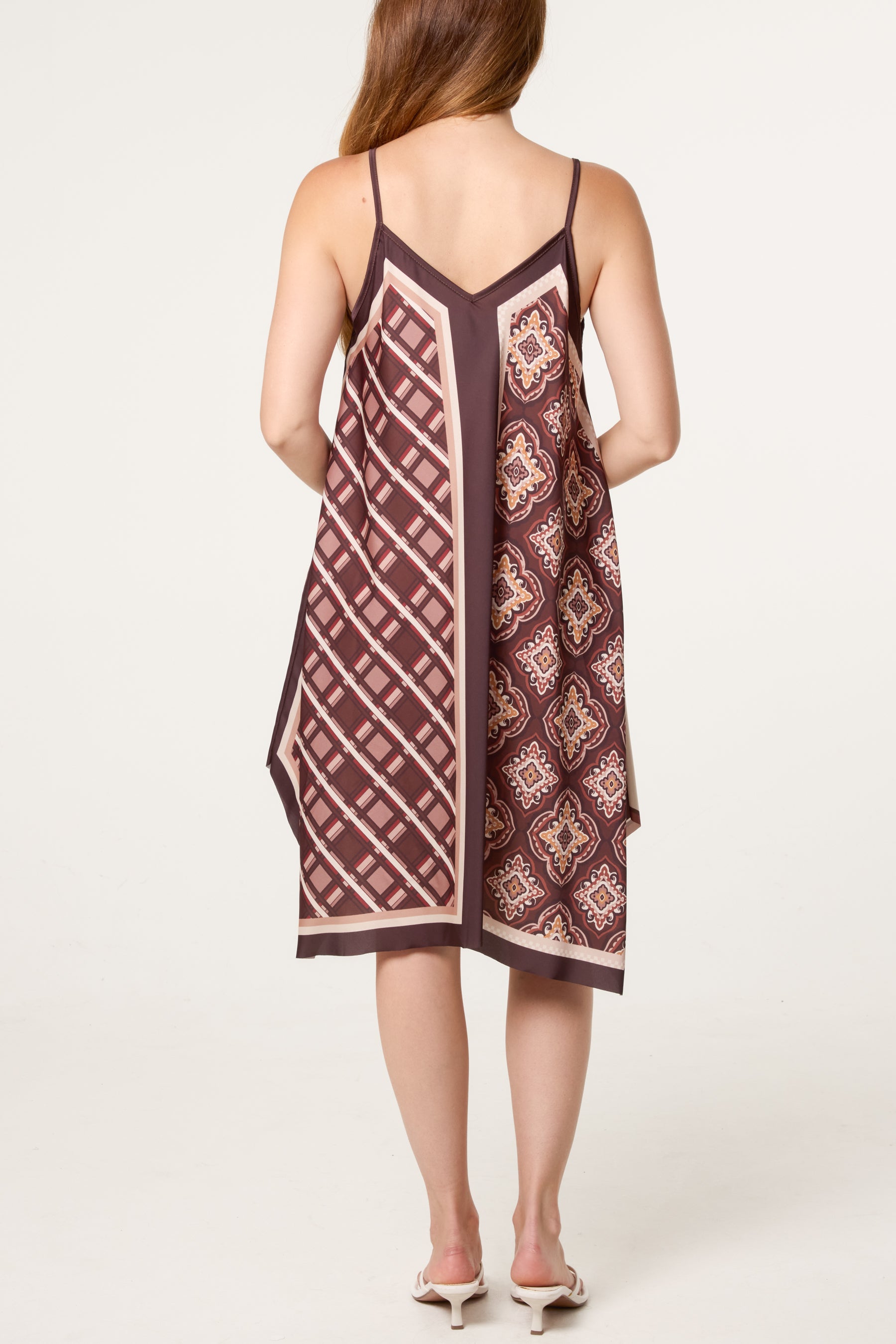 Reversible Satin Feel Sleeveless Paisley Mini Dress