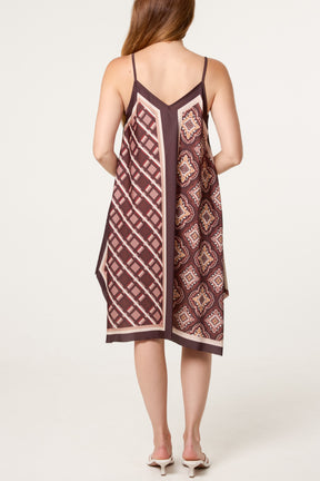 Reversible Satin Feel Sleeveless Paisley Mini Dress