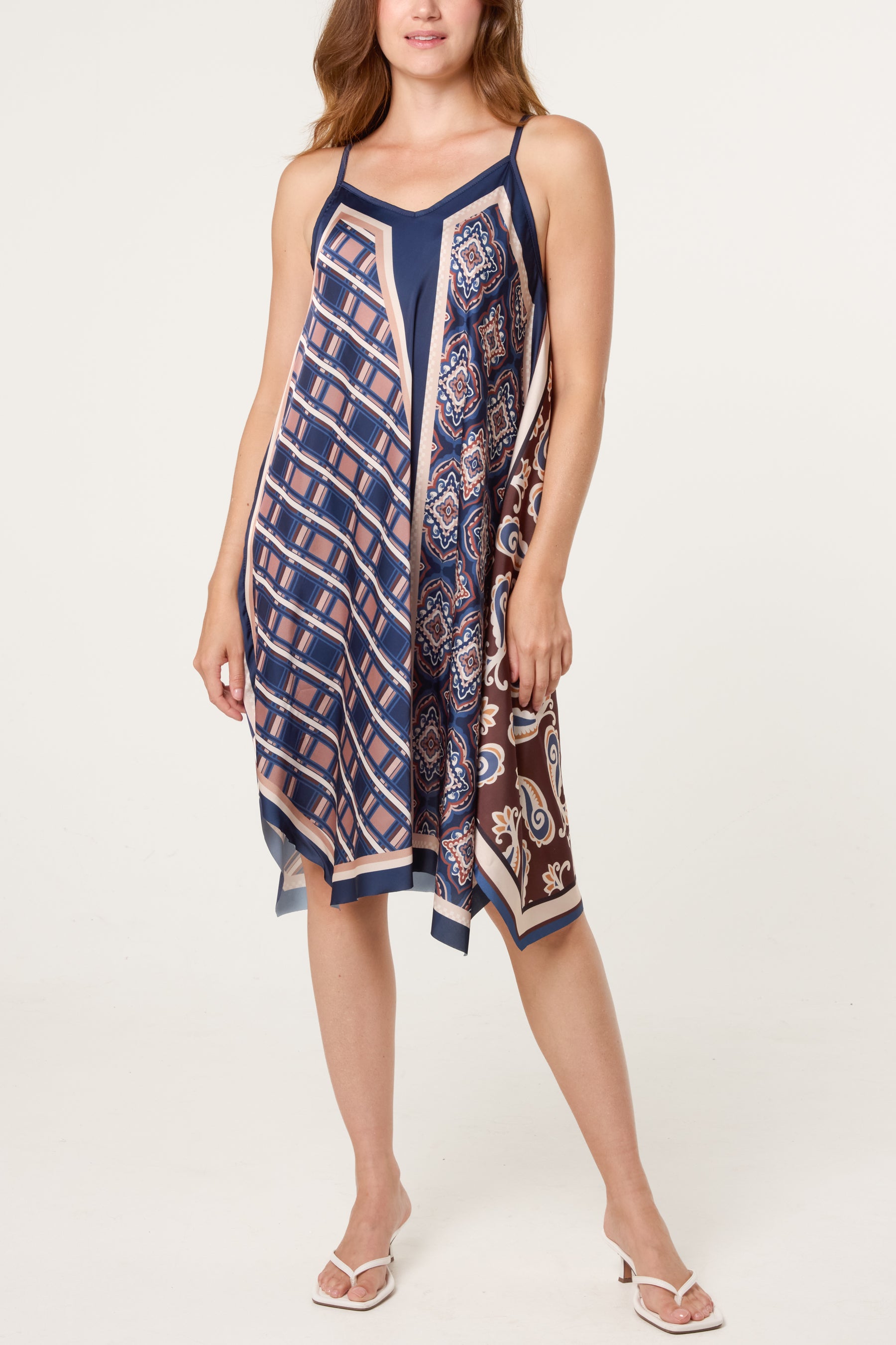 Reversible Satin Feel Sleeveless Paisley Mini Dress