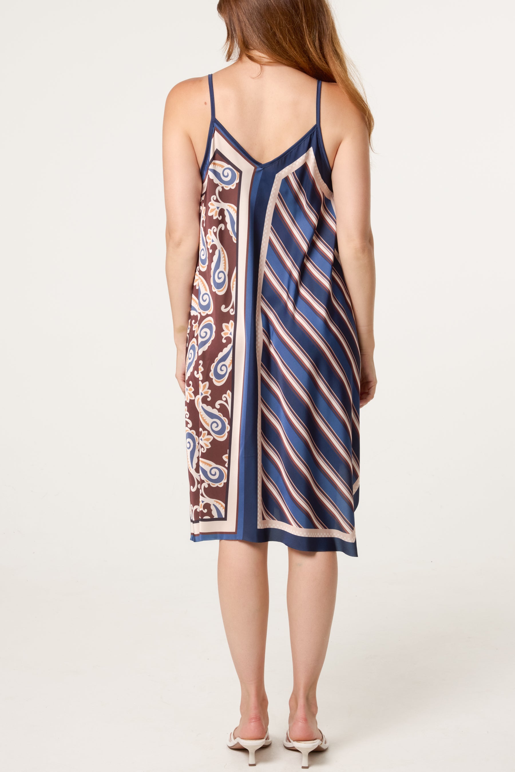 Reversible Satin Feel Sleeveless Paisley Mini Dress