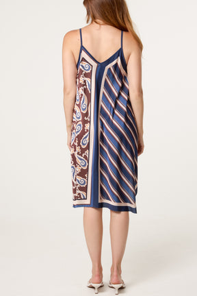 Reversible Satin Feel Sleeveless Paisley Mini Dress