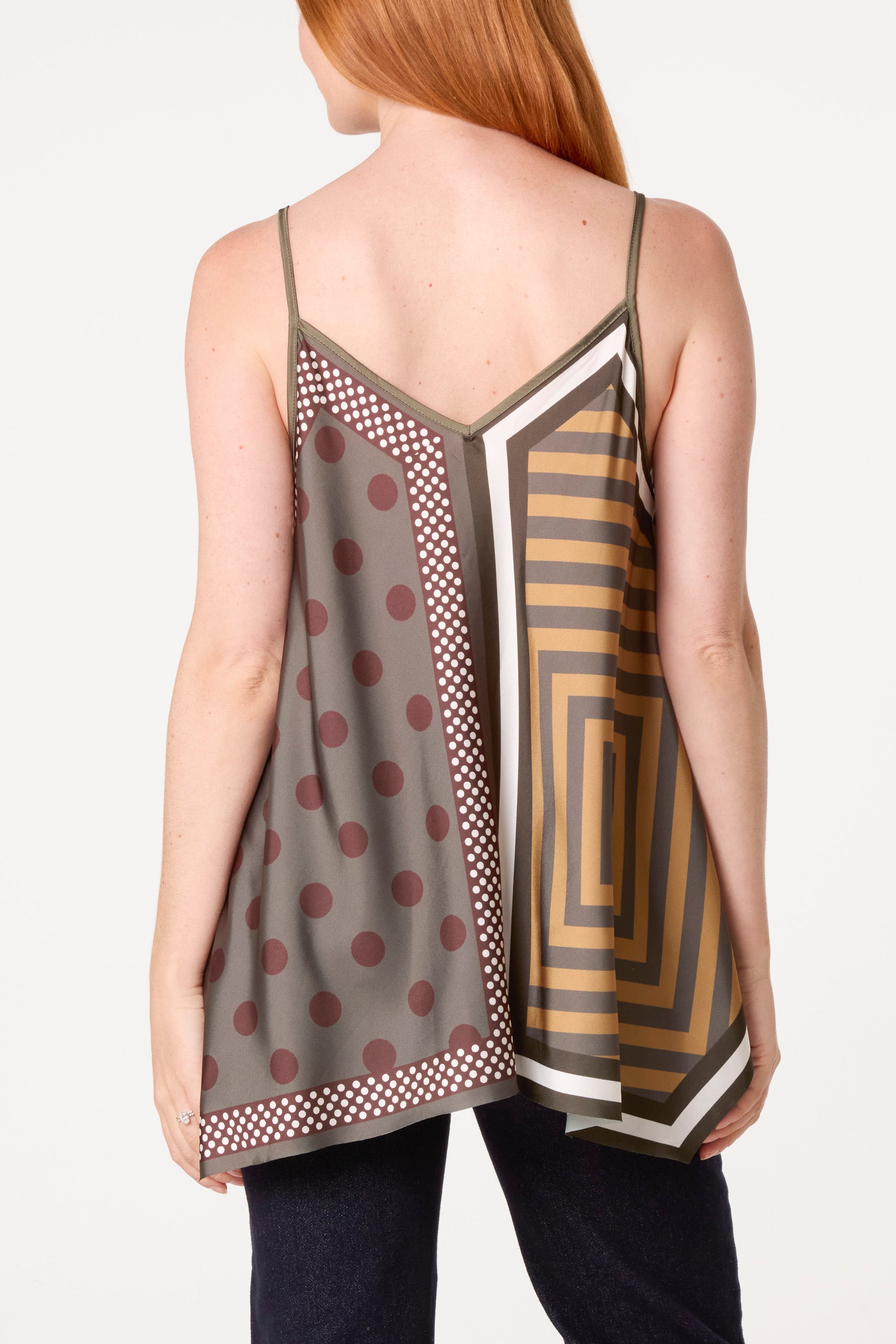 Polka Dot Geometric Strappy Top