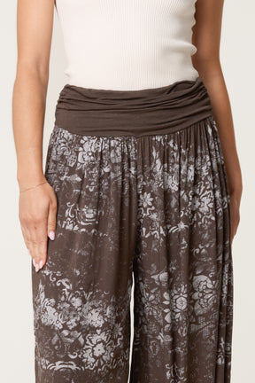Waistband Patterned Cuffed Harem Trouser