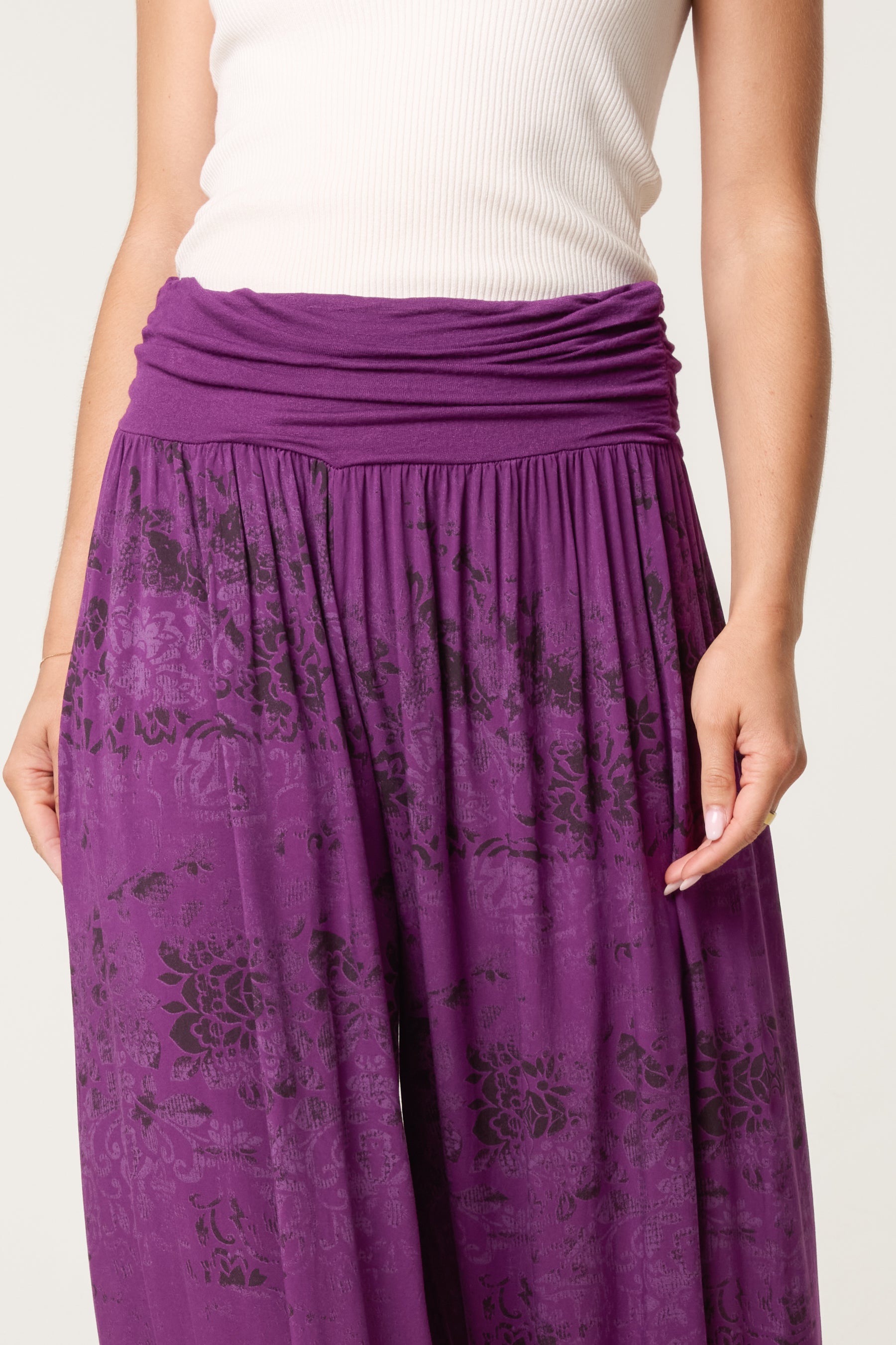 Waistband Patterned Cuffed Harem Trouser