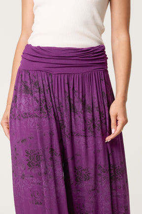 Waistband Patterned Cuffed Harem Trouser