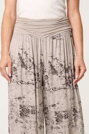 Waistband Patterned Cuffed Harem Trouser