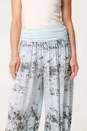 Waistband Patterned Cuffed Harem Trouser