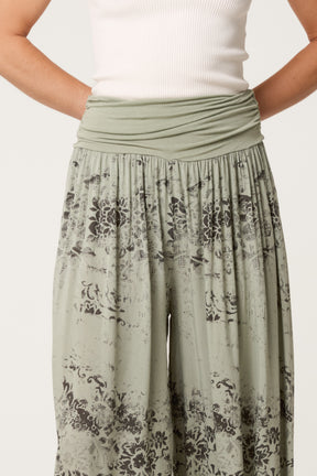 Waistband Patterned Cuffed Harem Trouser