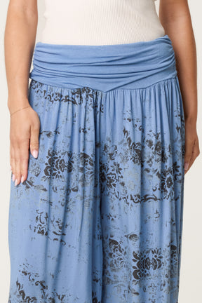 Waistband Patterned Cuffed Harem Trouser