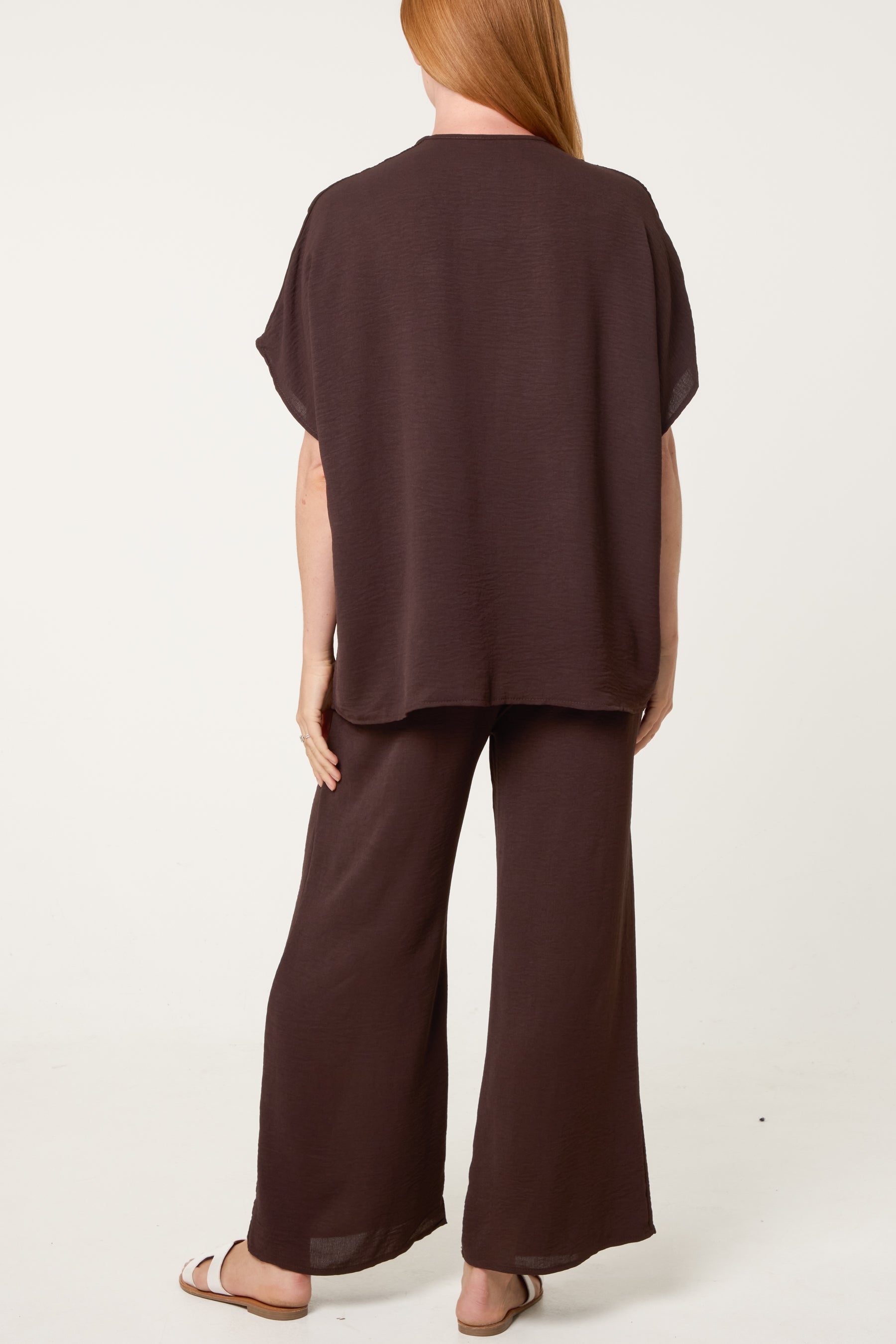 Button Through Shirt & Wide Leg Trousers
