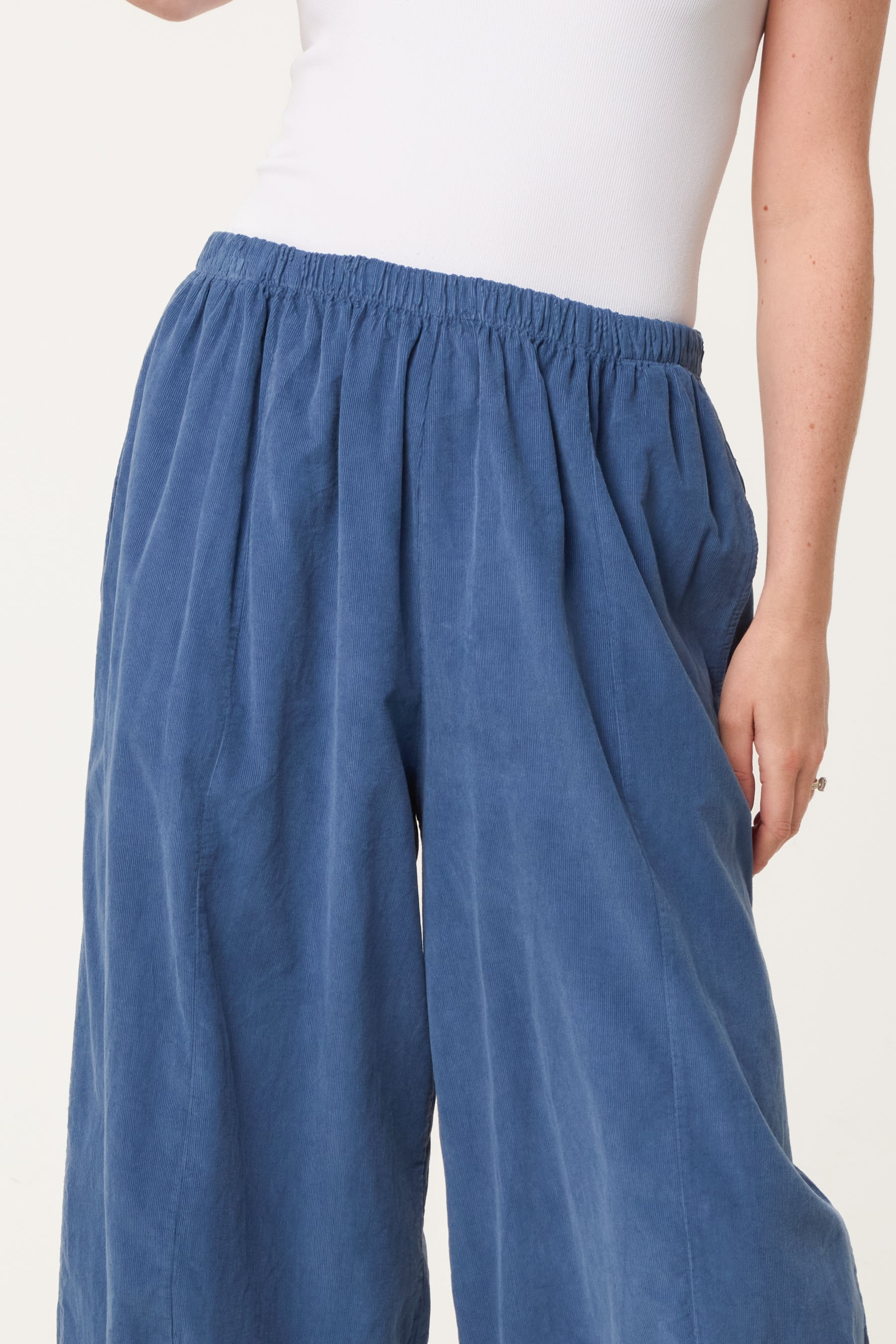 Courdroy Elasticated Waist Trousers With