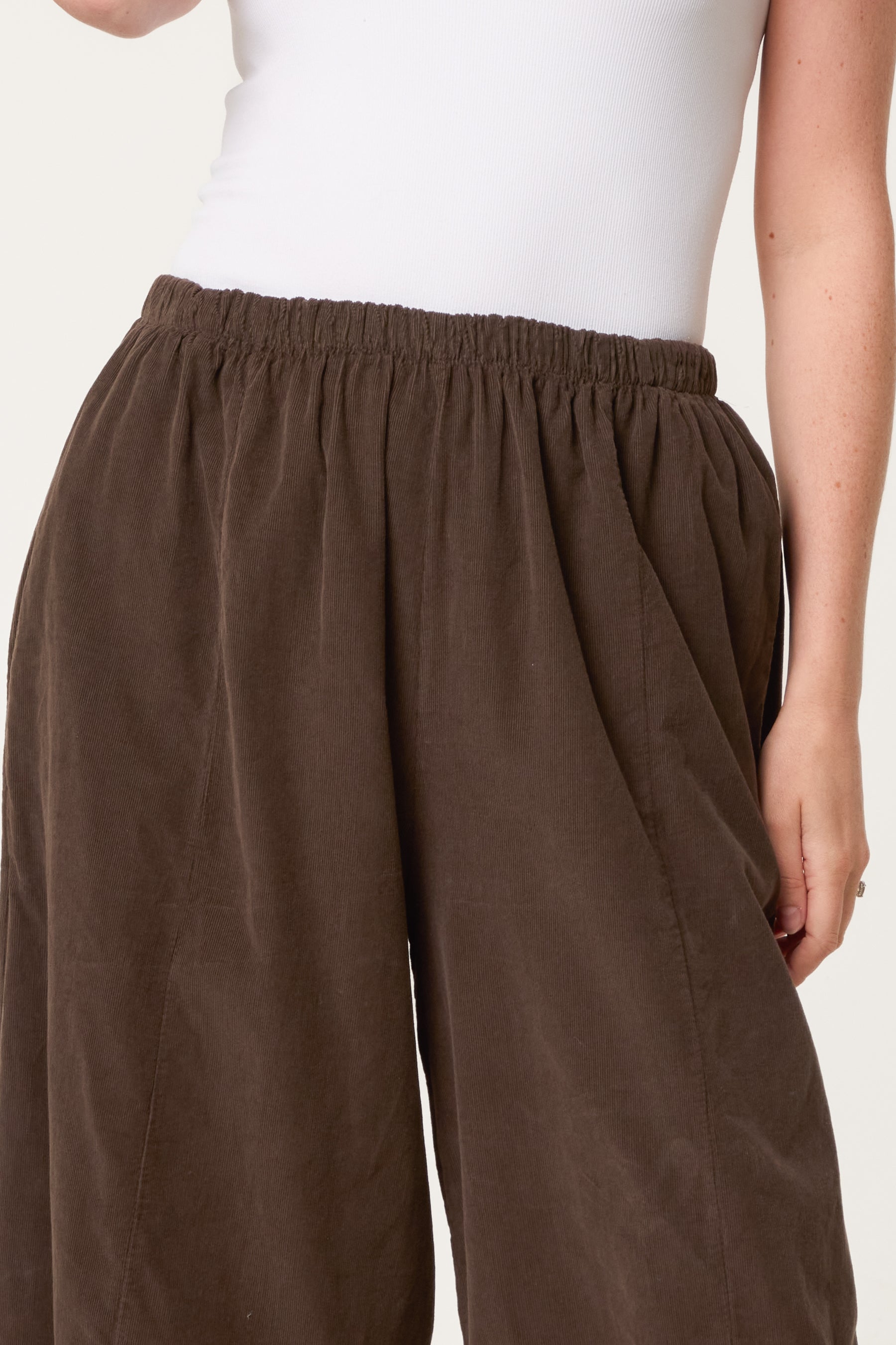 Courdroy Elasticated Waist Trousers With