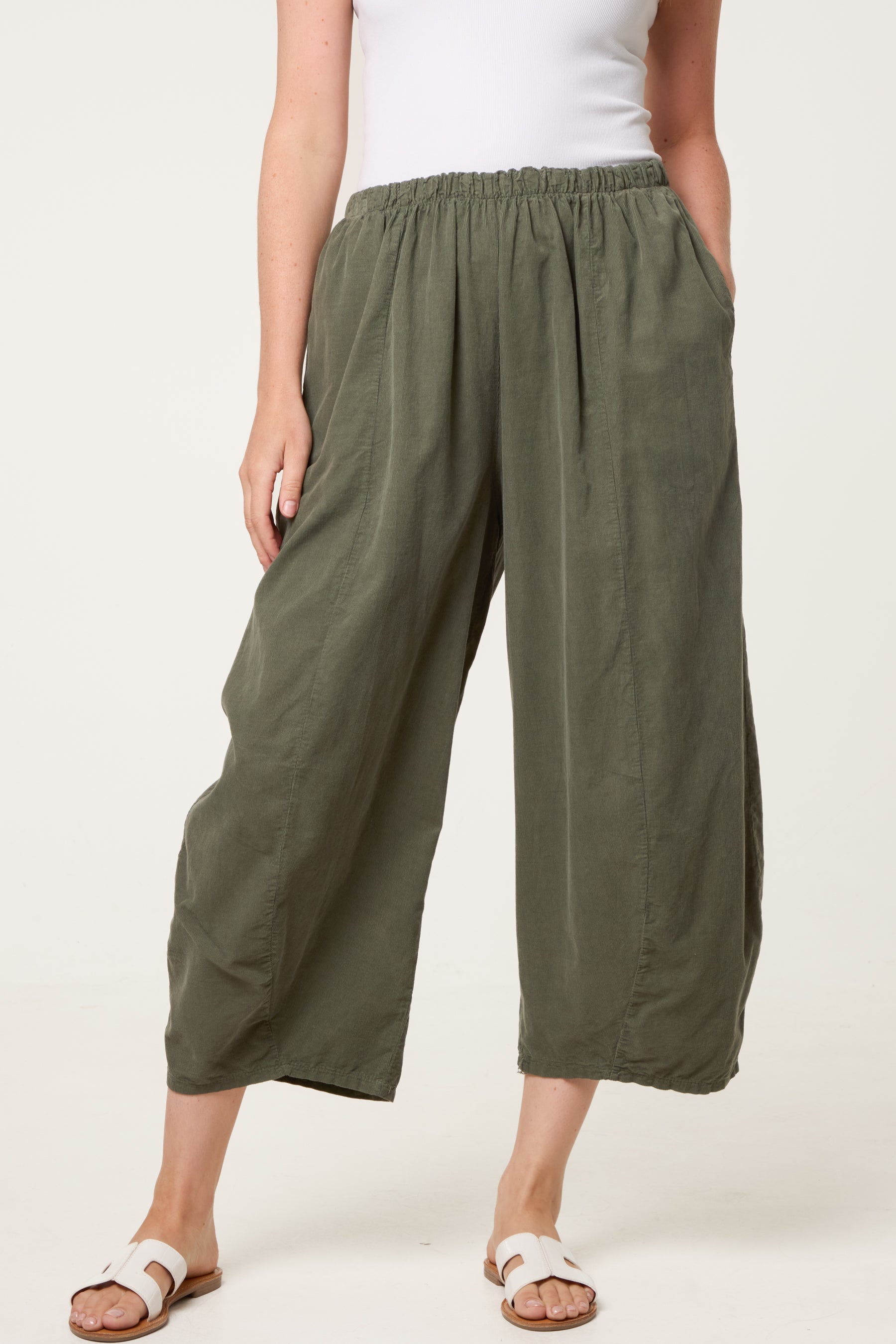Courdroy Elasticated Waist Trousers With