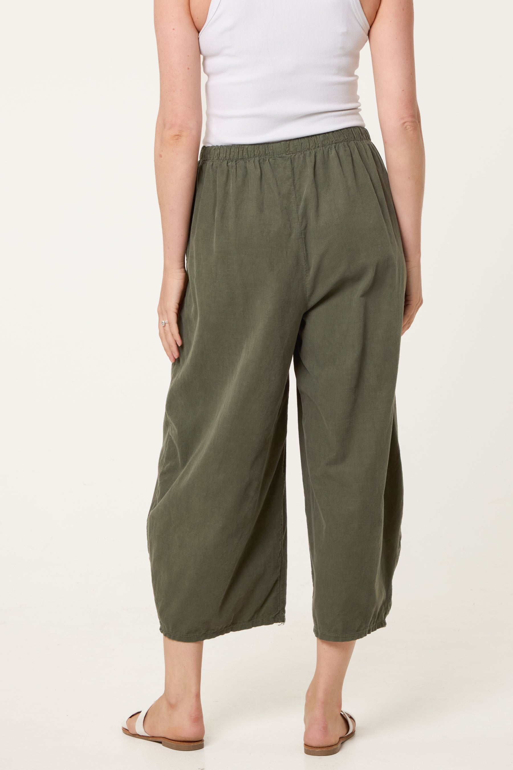 Courdroy Elasticated Waist Trousers With