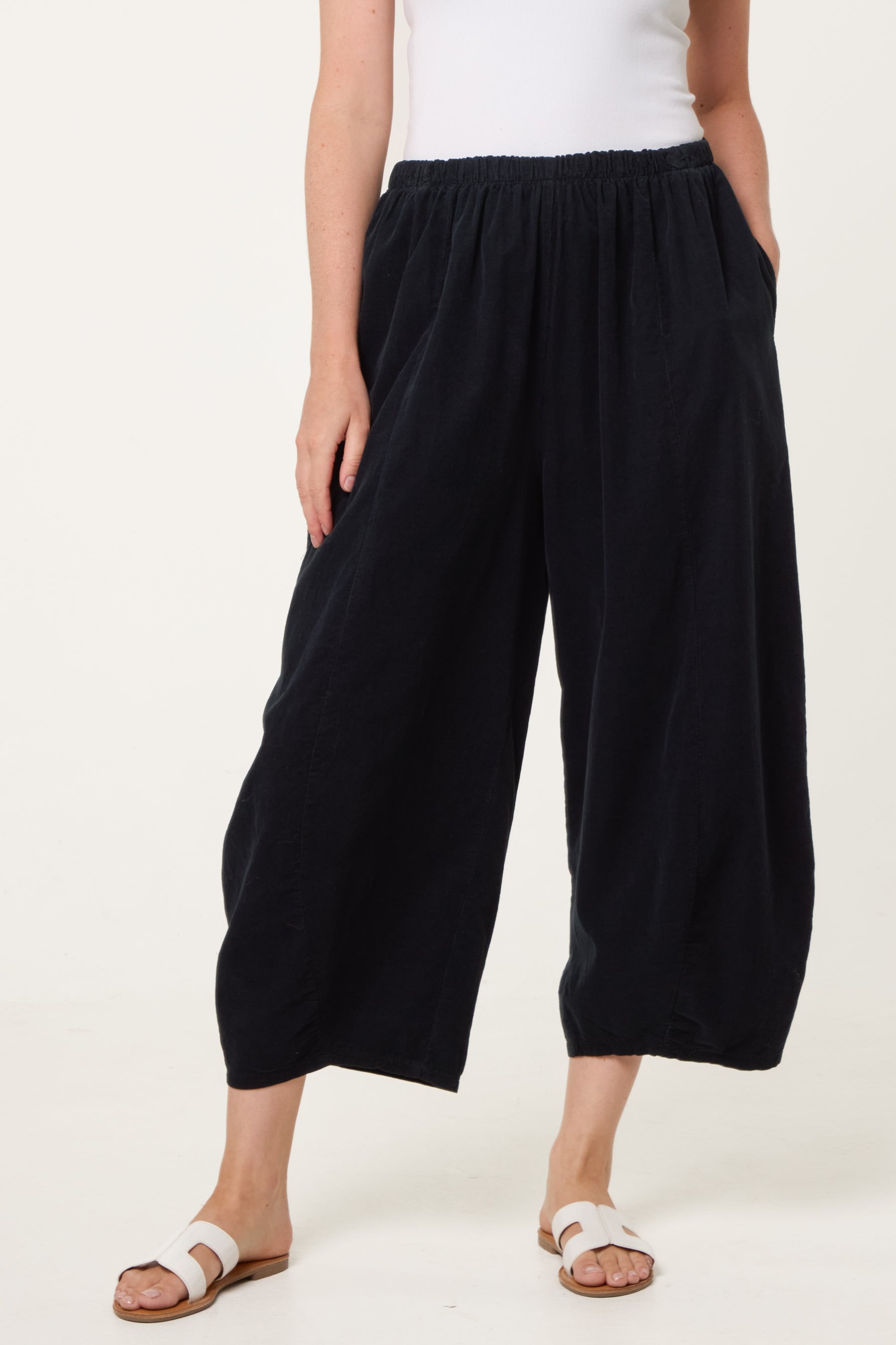 Courdroy Elasticated Waist Trousers With
