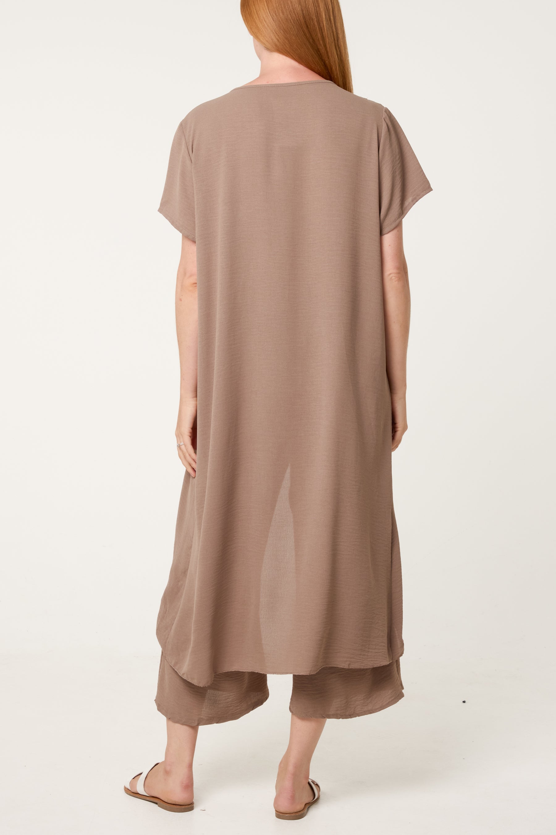 Crisscross Longline Slit Top And Trouser