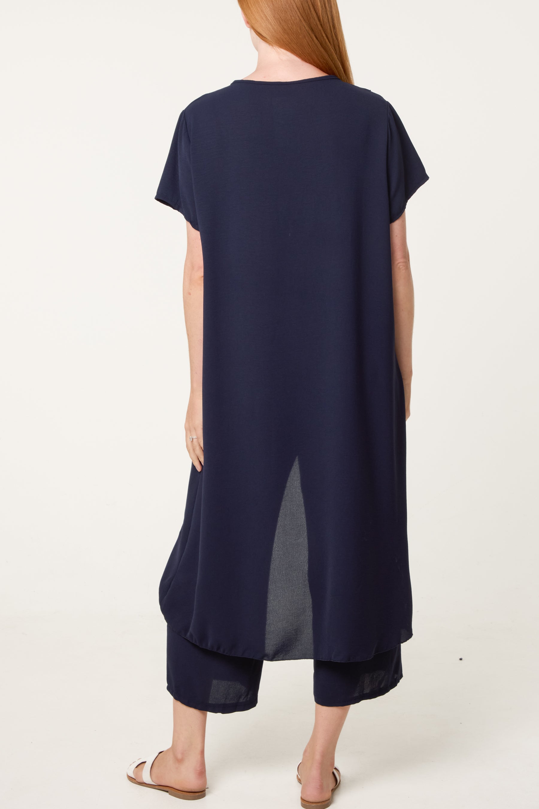 Crisscross Longline Slit Top And Trouser