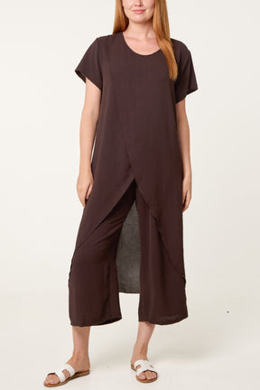 Crisscross Longline Slit Top And Trouser