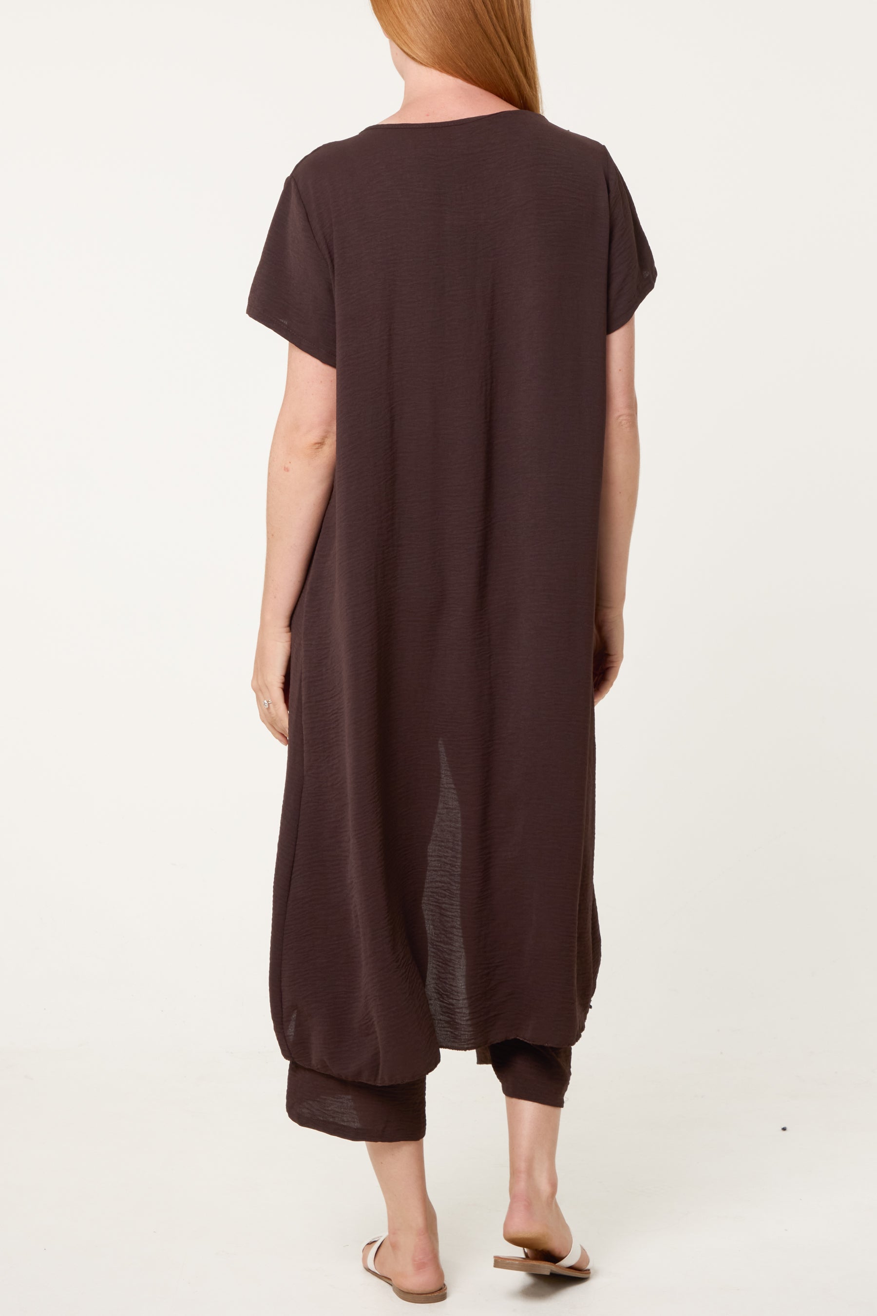 Crisscross Longline Slit Top And Trouser