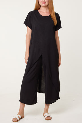 Crisscross Longline Slit Top And Trouser