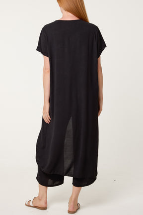 Crisscross Longline Slit Top And Trouser