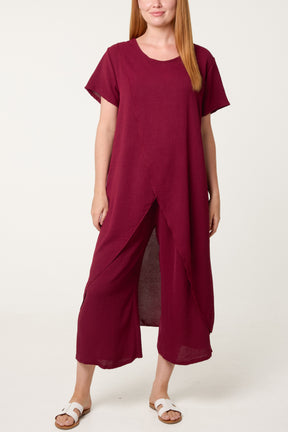 Crisscross Longline Slit Top And Trouser