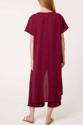 Crisscross Longline Slit Top And Trouser