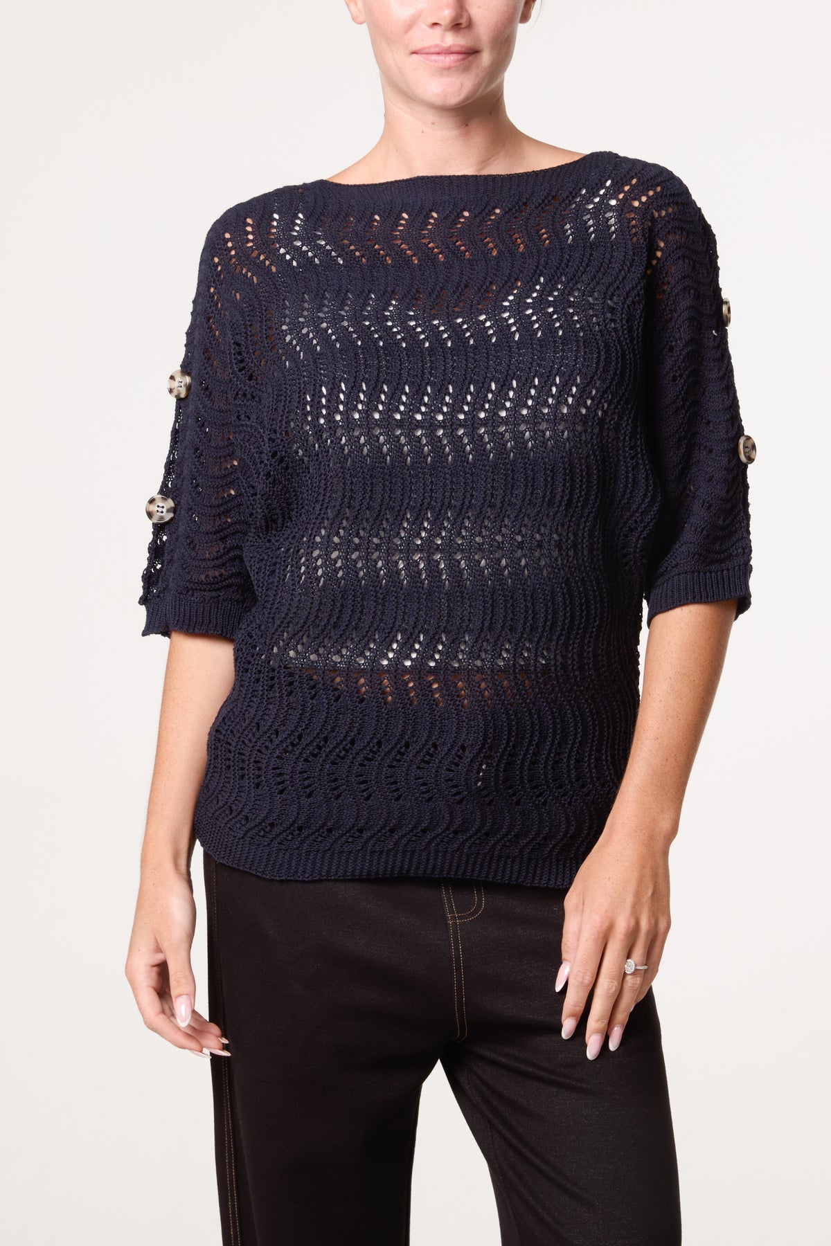 Side Button Detail Knitted Top