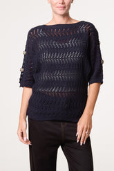 Side Button Detail Knitted Top