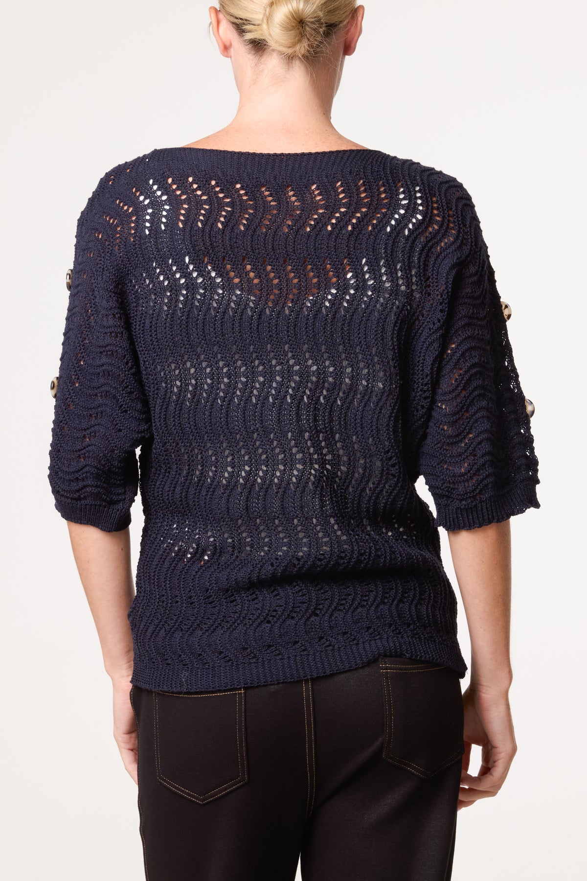 Side Button Detail Knitted Top