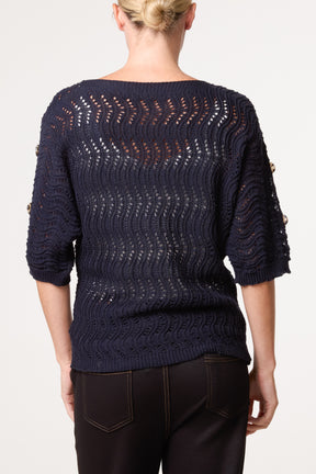 Side Button Detail Knitted Top