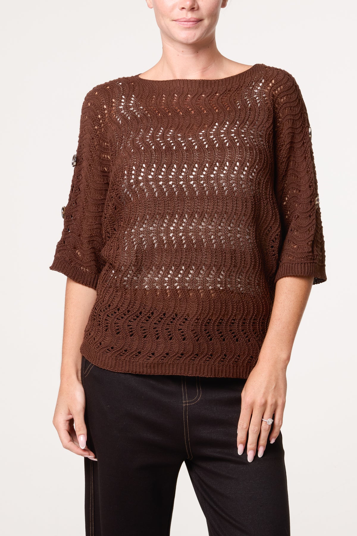 Side Button Detail Knitted Top