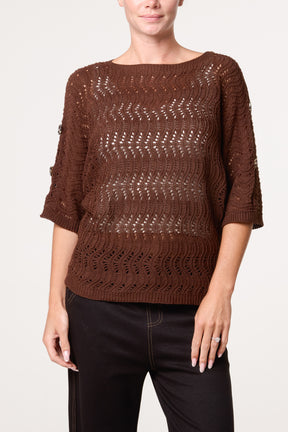 Side Button Detail Knitted Top