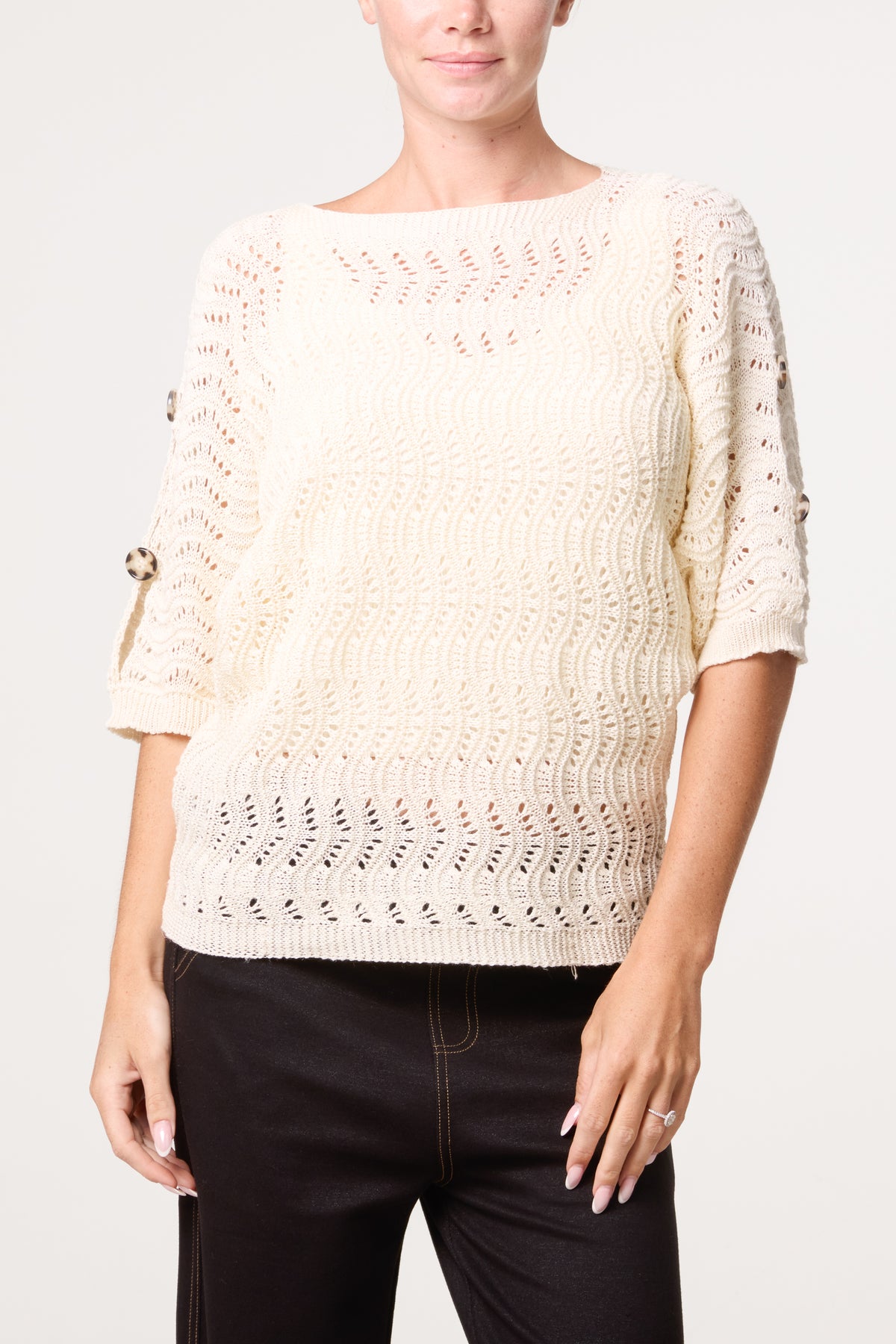 Side Button Detail Knitted Top