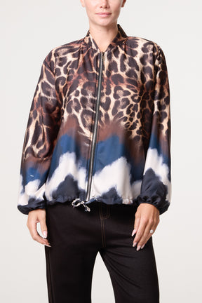 Zip Through Mix Geo Animal Print Jacket