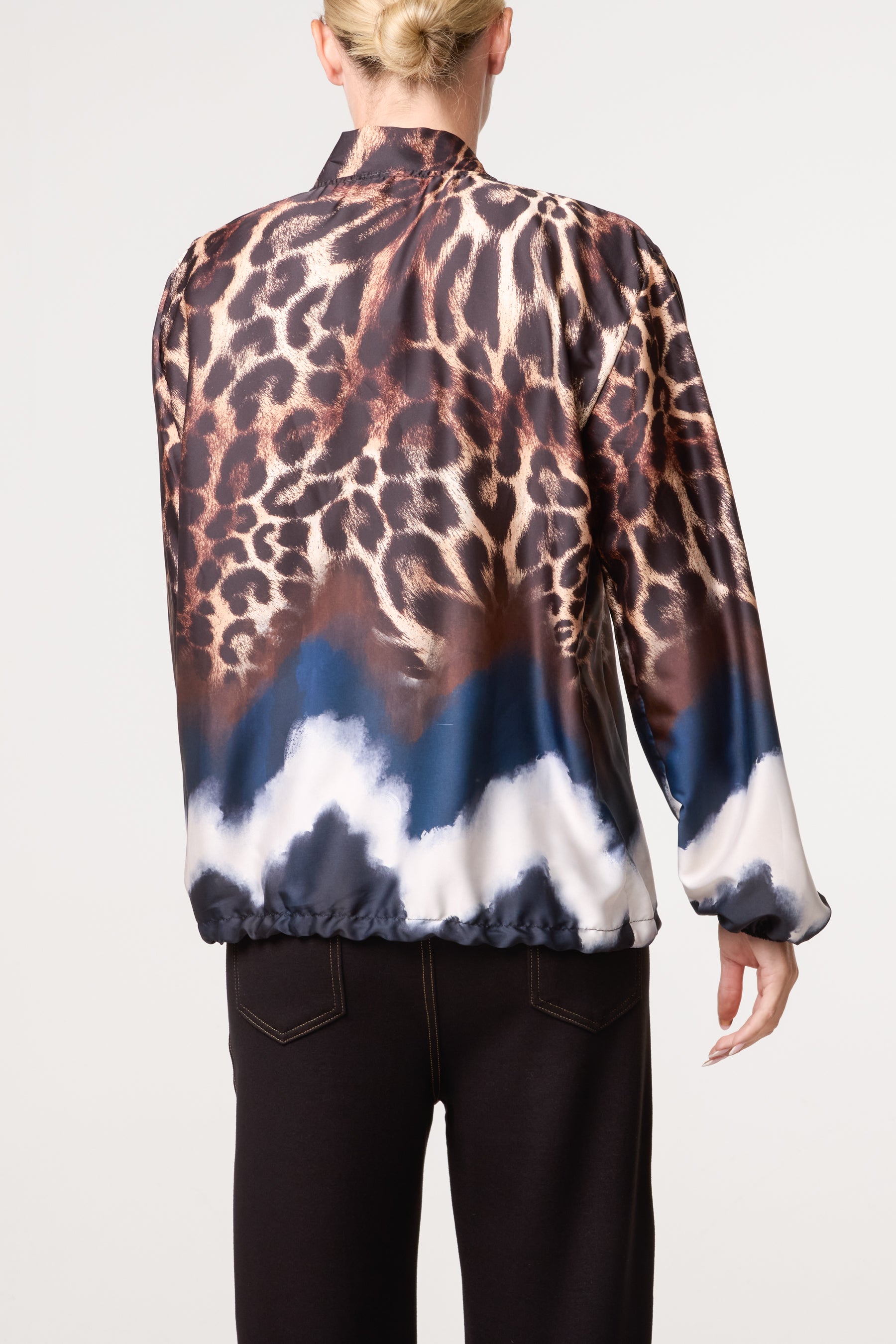 Zip Through Mix Geo Animal Print Jacket