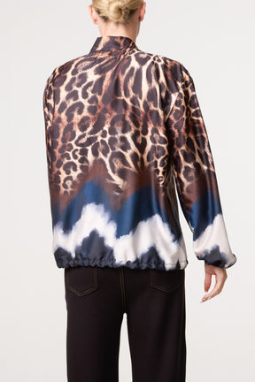 Zip Through Mix Geo Animal Print Jacket