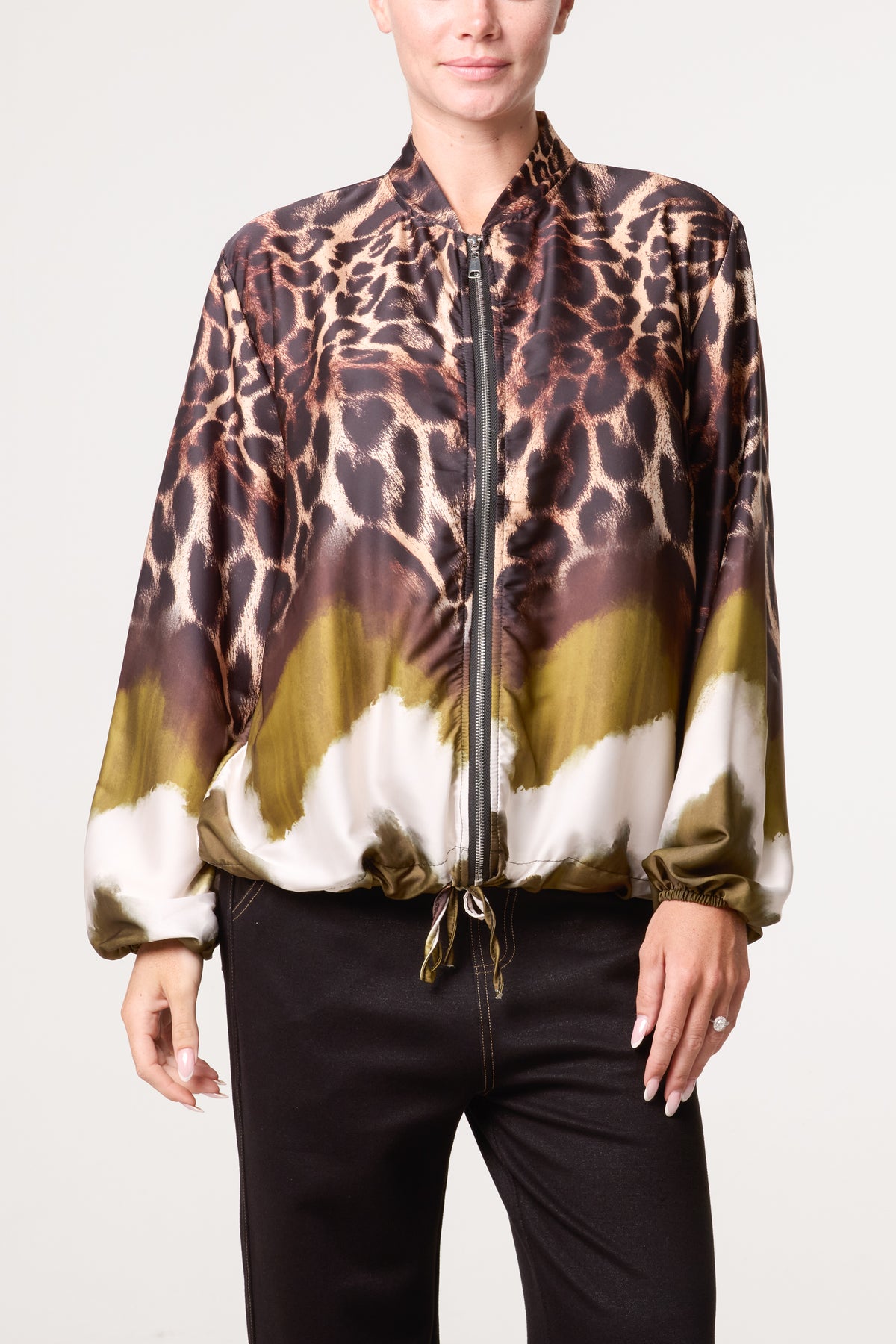 Zip Through Mix Geo Animal Print Jacket
