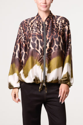 Zip Through Mix Geo Animal Print Jacket