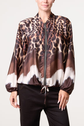 Zip Through Mix Geo Animal Print Jacket