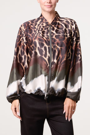 Zip Through Mix Geo Animal Print Jacket